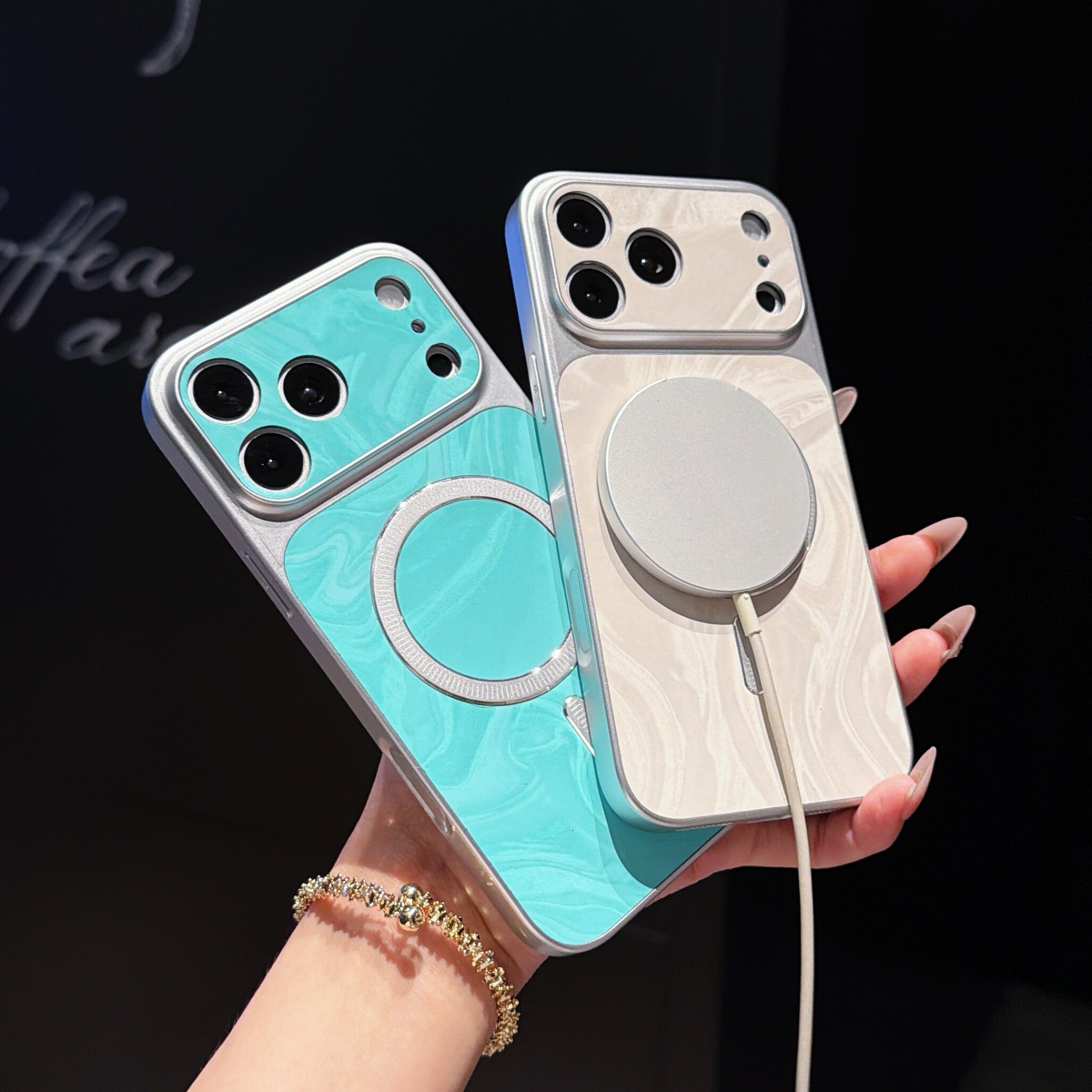 水波纹磁吸适用于iPhone16ProMax手机壳苹果15Plus简约防摔保护套磁吸充电保护壳大理石纹创意全包软壳磨砂