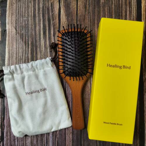 Healing Bird木柄气囊梳女士长发防静电蓬松顺发梳带收纳布袋