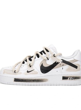 【定制球鞋】Nike Air Force 1美拉德 断裂三钩 棕白黑CW2288-111