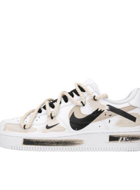 【定制球鞋】Nike Air Force 1 (Team18-AF1断裂钩子棕白黑）