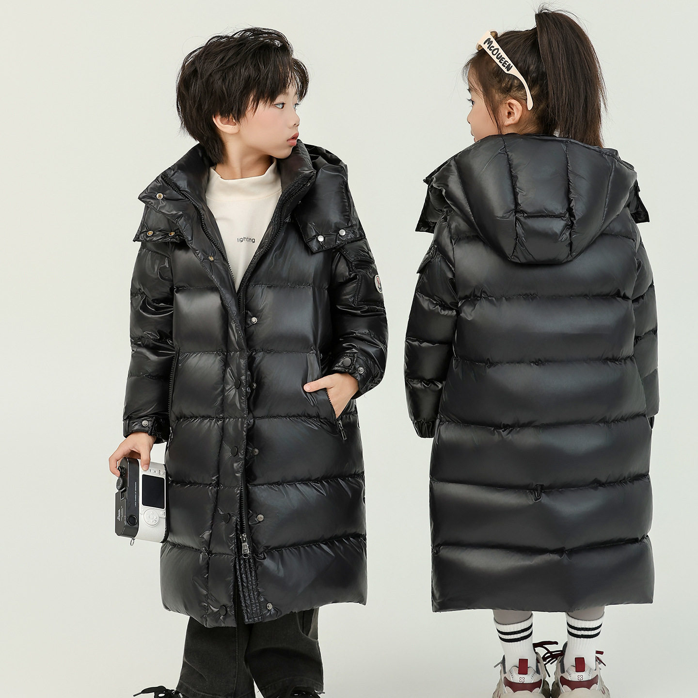 儿童宝宝羽绒服男童短款2025秋冬季加厚韩版女童中长款面包服