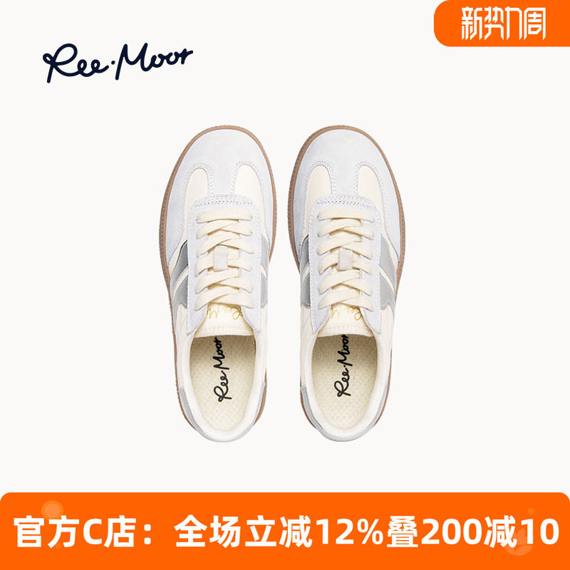 REEMOOR睿慕帆布德训鞋2026年春夏新款平底厚底运动休闲板鞋女款