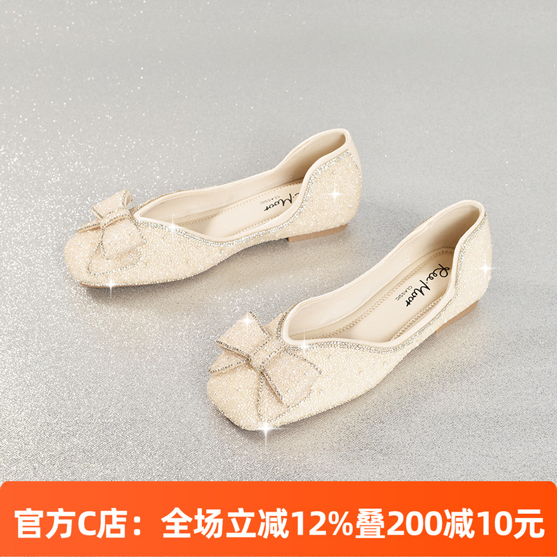 reemoor平底鞋蝴蝶结水钻单鞋