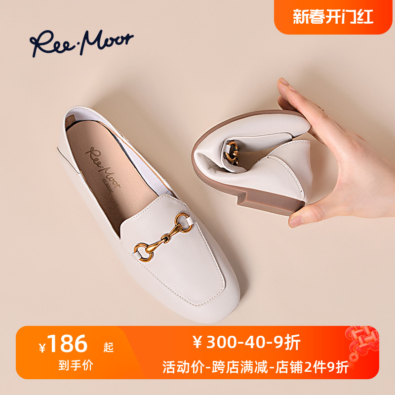 reemoor睿慕2023新款经典软底休闲气质浅口一脚蹬乐福鞋平底单鞋