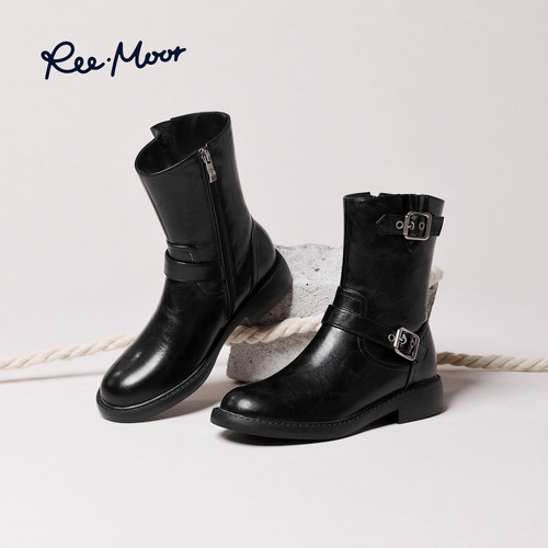 REEMOOR睿慕英伦风皮带扣短靴女