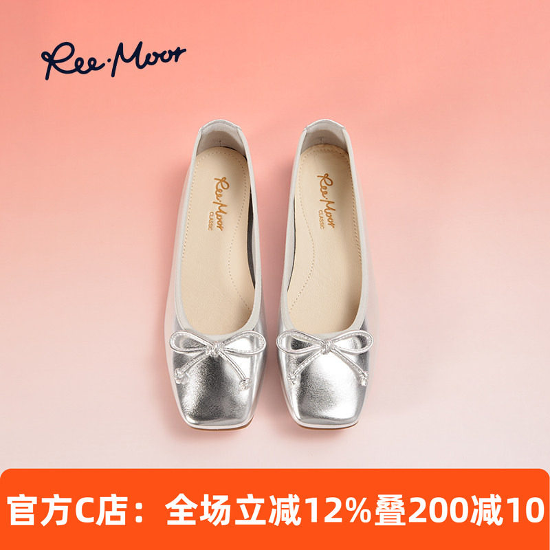 REEMOOR睿慕蝴蝶结蛋卷鞋2025年春夏新款舒适软底浅口平底单鞋女
