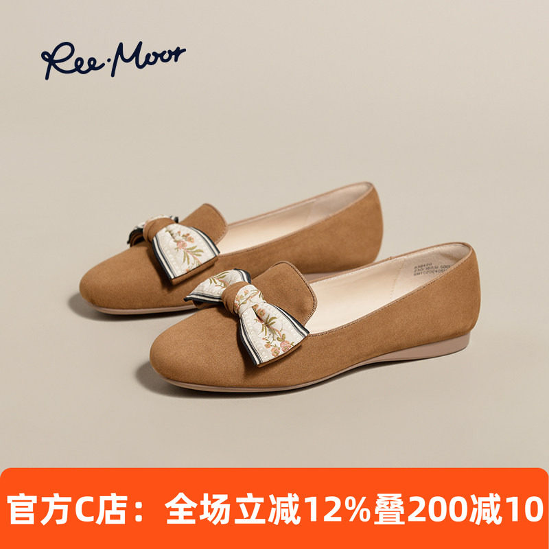 REEMOOR睿慕蝴蝶结豆豆鞋2026春夏新款织带乐福鞋软底一脚蹬女鞋,女鞋,乐福鞋（豆豆鞋）,淘宝优惠券,粉丝福利购,淘宝优惠卷