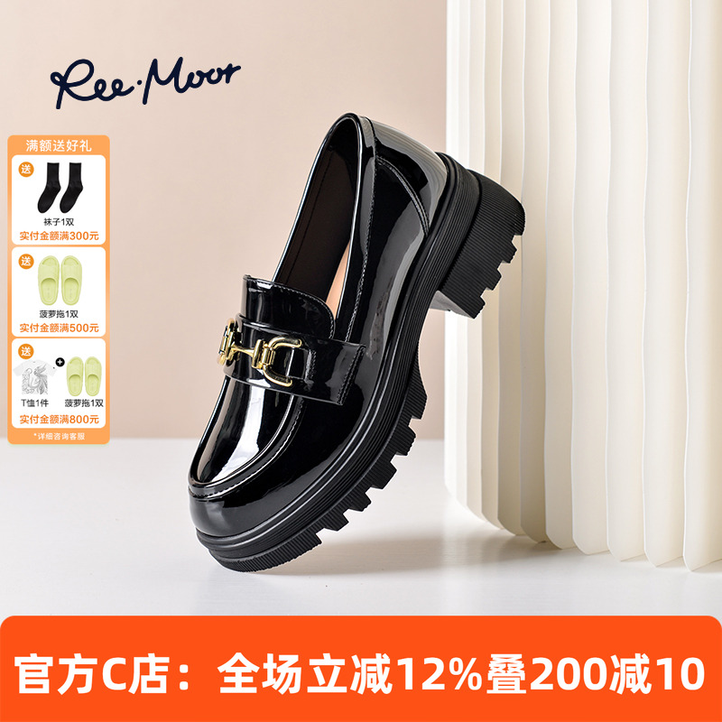 REEMOOR乐福鞋中跟漆皮小皮鞋