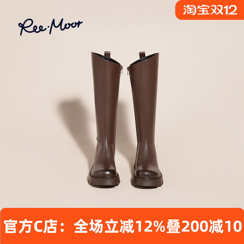 reemoor骑士靴高筒粗跟长靴