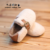 9岁女宝加绒加厚外穿软底豆豆鞋 宝宝冬天棉鞋 女绒面毛毛鞋