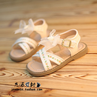 2025超火女童凉鞋洋气时尚中国风露趾沙滩鞋中小童网纱公主罗马鞋