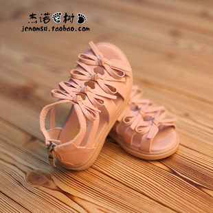 女童凉鞋夏款2025爆款小女孩鱼嘴编织蝴蝶结罗马鞋透气轻便沙滩鞋