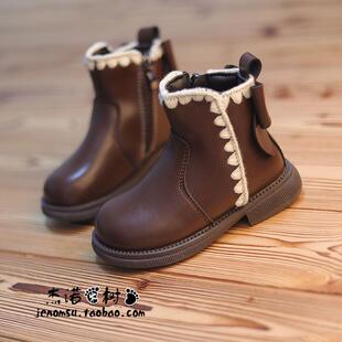 女童皮鞋短靴2026冬天新款洋气二棉鞋儿童靴子小女孩公主短筒皮靴