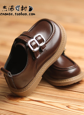 男童皮鞋英伦风2025新款软底黑色配西装双魔术贴豆豆鞋休闲女童鞋