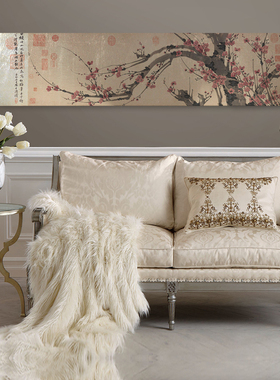 兰氏艺术客厅装饰画金箔画银箔画仿古漆画复古漆画书房LS45红梅图