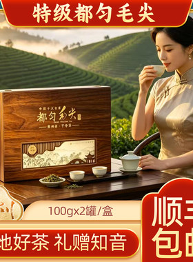 贵州都匀毛尖特级绿茶200g茶礼盒装特级明前绿茶新茶送长辈领导