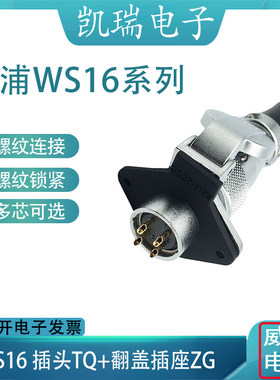 威浦航空插头插座2芯3芯4芯WS16直式电缆护套插头TQ2孔法兰插座ZG
