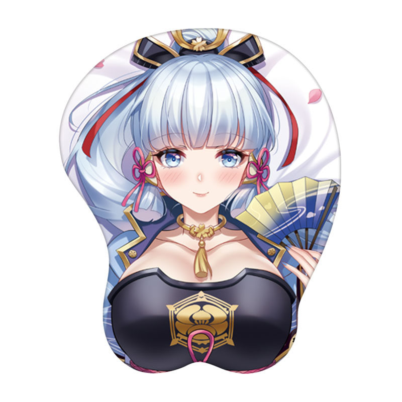 原神游戏神里绫华美女胸部3d立体护腕鼠标垫硅胶手腕垫DIY定制