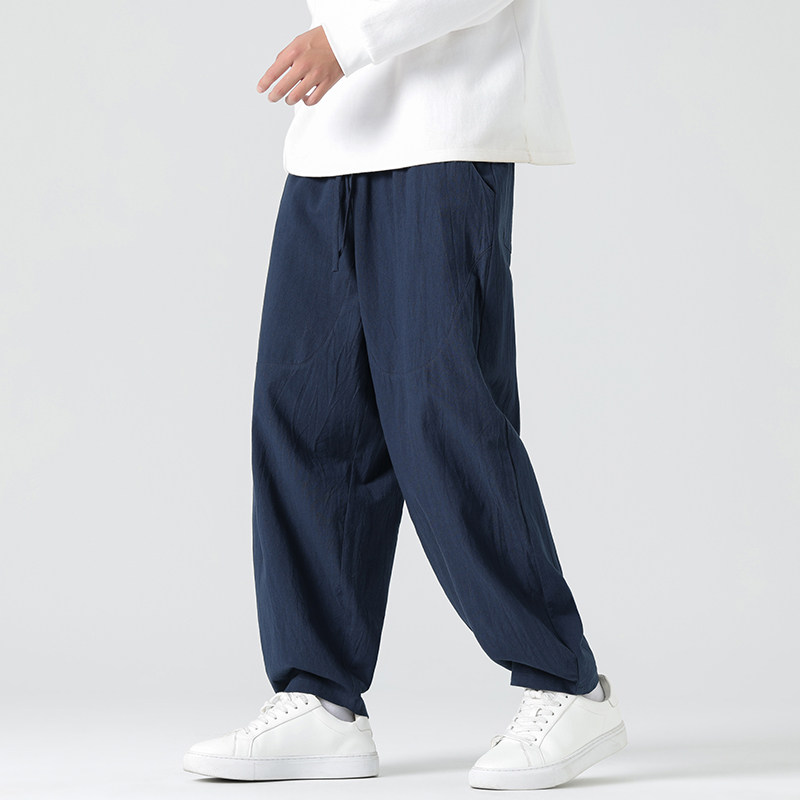 休闲裤男士宽松灯笼裤传统练功裤棉麻长裤阔腿裤K055P75,男装休闲裤,星座409-1