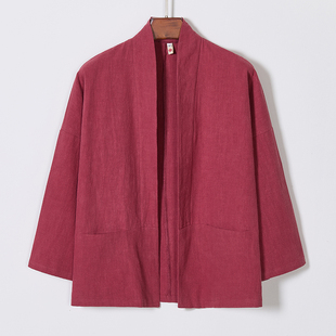 披风棉麻居士服茶服M910P85 盘扣宽松短款 唐装 外套男青年中式