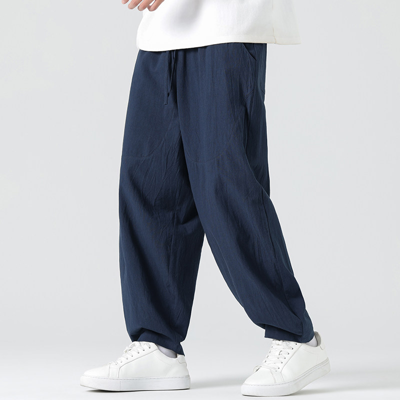 休闲裤男士宽松灯笼裤传统练功裤棉麻长裤阔腿裤K055P75,男装休闲裤,星座409-1