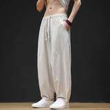 休闲裤男士宽松灯笼裤传统练功裤棉麻长裤阔腿裤K055P75，男装休闲裤，星座409-1