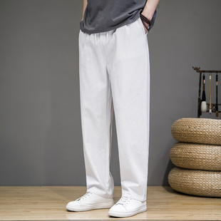 白色青春直筒改良汉服民族大码加肥加大情侣百搭休闲裤子K021P50