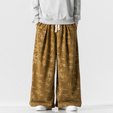 秋冬风灯芯绒休闲长裤直筒阔腿裤日系复古条绒哈伦裤K039P55，男装休闲裤，星座409-1