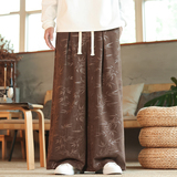 秋冬风灯芯绒休闲长裤直筒阔腿裤日系复古条绒哈伦裤K039P55，男装休闲裤，星座409-1