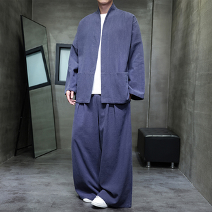 披风汉服套装 中国风棉麻禅修居士茶服大码 M910K013P160 唐装 开衫