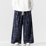 秋冬风灯芯绒休闲长裤直筒阔腿裤日系复古条绒哈伦裤K039P55，男装休闲裤，星座409-1