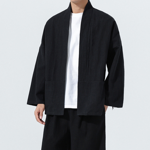 披风棉麻居士服茶服M910P85 盘扣宽松短款 唐装 外套男青年中式