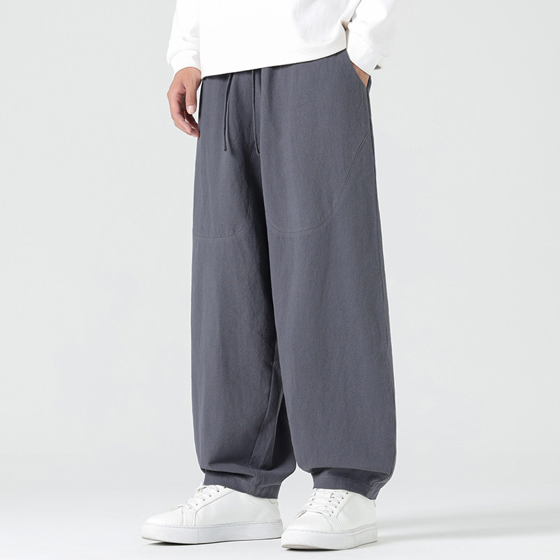 休闲裤男士宽松灯笼裤传统练功裤棉麻长裤阔腿裤K055P75,男装休闲裤,星座409-1
