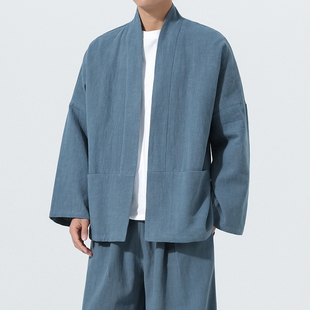 披风棉麻居士服茶服M910P85 盘扣宽松短款 唐装 外套男青年中式