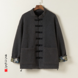 秋冬季风男装加绒厚羊羔毛外套中式唐装夹克棉衣棉袄822-P145，男装棉衣，星座409-1