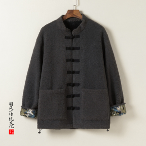 秋冬季风男装加绒厚羊羔毛外套中式唐装夹克棉衣棉袄822-P145图片