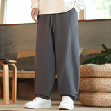休闲裤男士宽松灯笼裤传统练功裤棉麻长裤阔腿裤K055P75，男装休闲裤，星座409-1