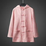 秋冬380克重磅鹿皮绒唐装风盘扣复古男士连帽中山装C050P120，男装民族服装，星座409-1