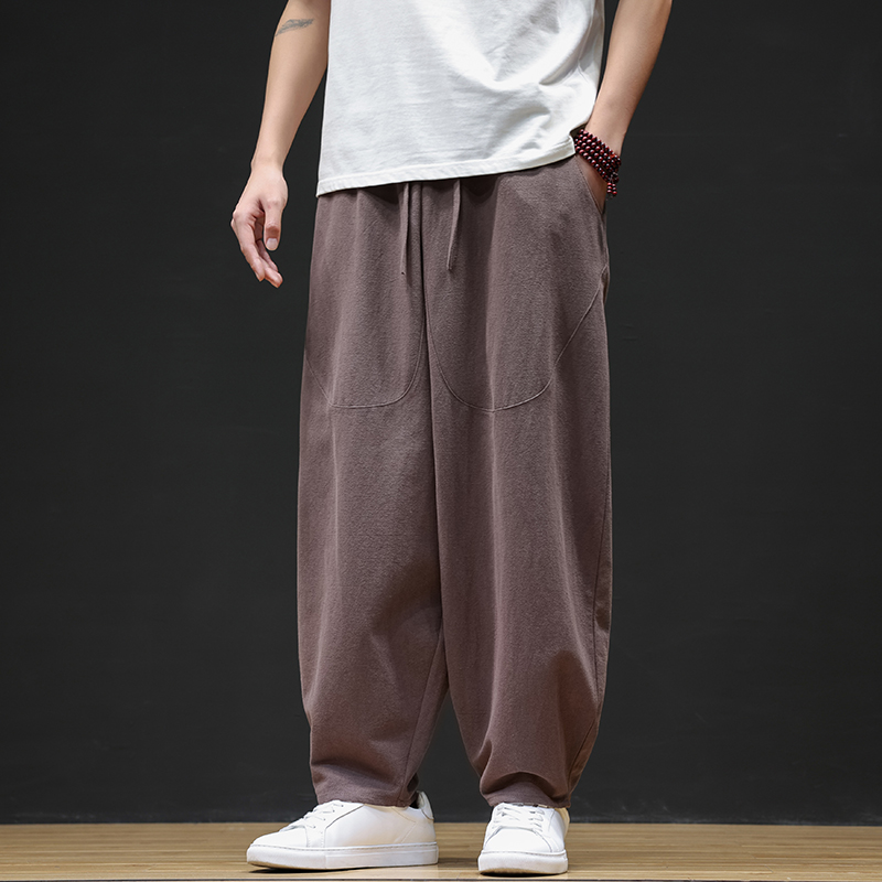 休闲裤男士宽松灯笼裤传统练功裤棉麻长裤阔腿裤K055P75，男装休闲裤，星座409-1