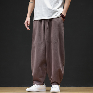 休闲裤男士宽松灯笼裤传统练功裤棉麻长裤阔腿裤K055P75，男装休闲裤，星座409-1