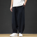 休闲裤男士宽松灯笼裤传统练功裤棉麻长裤阔腿裤K055P75，男装休闲裤，星座409-1