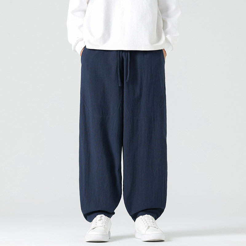 休闲裤男士宽松灯笼裤传统练功裤棉麻长裤阔腿裤K055P75,男装休闲裤,星座409-1