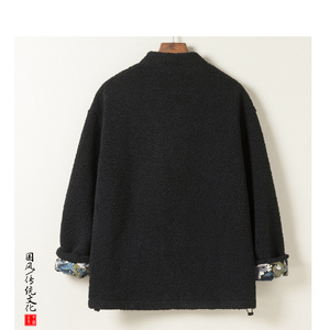 秋冬季风男装加绒厚羊羔毛外套中式唐装夹克棉衣棉袄822-P145图片