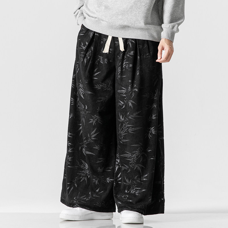 秋冬风灯芯绒休闲长裤直筒阔腿裤日系复古条绒哈伦裤K039P55,男装休闲裤,星座409-1