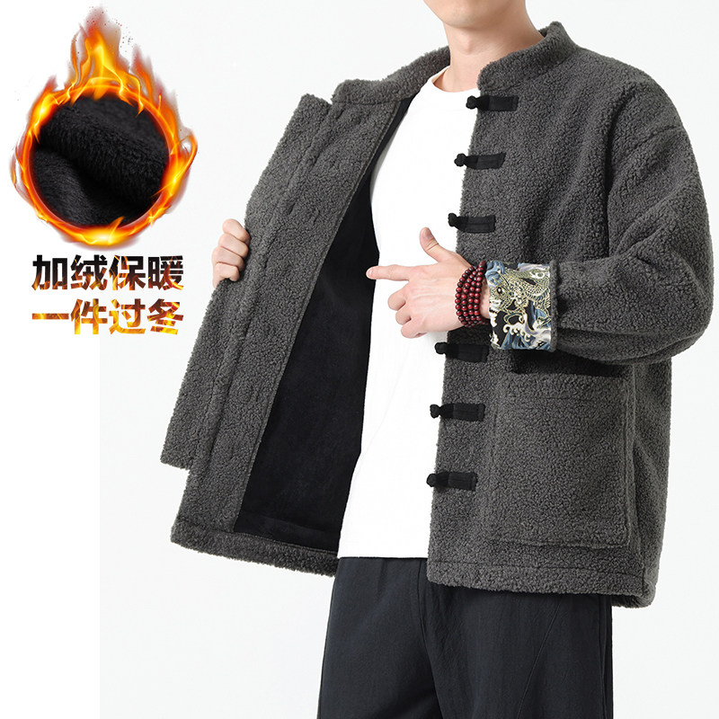 秋冬季风男装加绒厚羊羔毛外套中式唐装夹克棉衣棉袄822-P145,男装夹克,星座409-1