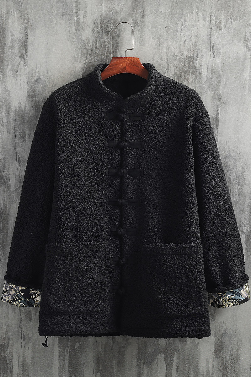 秋冬季风男装加绒厚羊羔毛外套中式唐装夹克棉衣棉袄822-P145,男装夹克,星座409-1