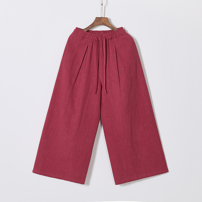 2025风休闲宽松直筒阔腿裤秋季中腰棉麻凉感水洗长裤K013P75，男装休闲裤，星座409-1