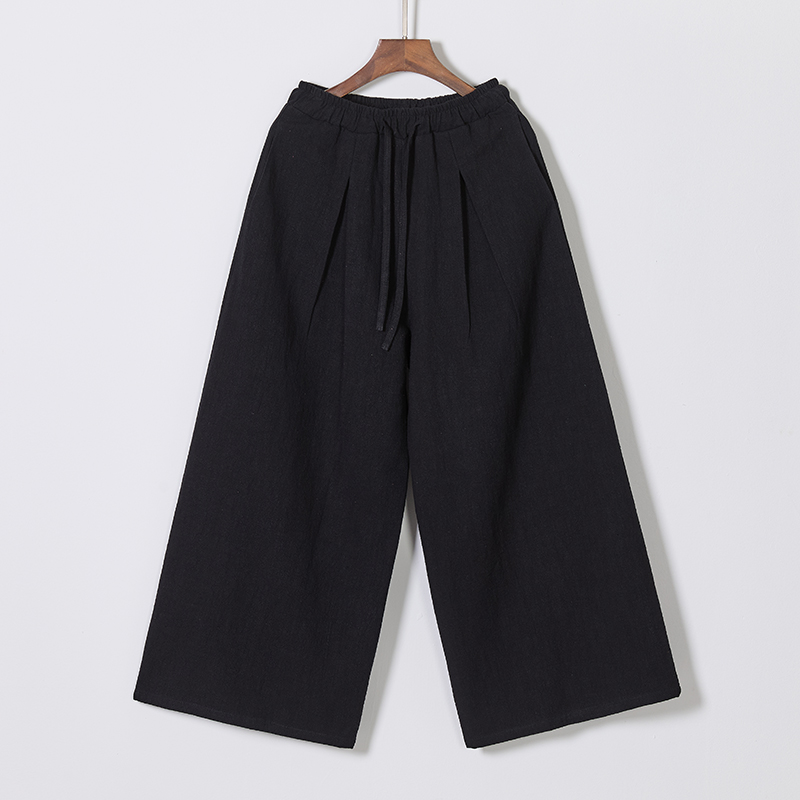 2025风休闲宽松直筒阔腿裤秋季中腰棉麻凉感水洗长裤K013P75，男装休闲裤，星座409-1