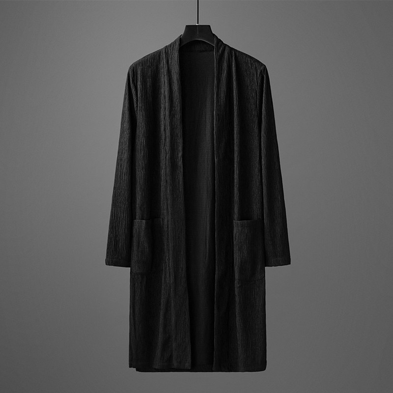 秋季中长款风衣中式禅修服长袍汉服青年男士复古披风外套C001P100,男装风衣,星座409-1