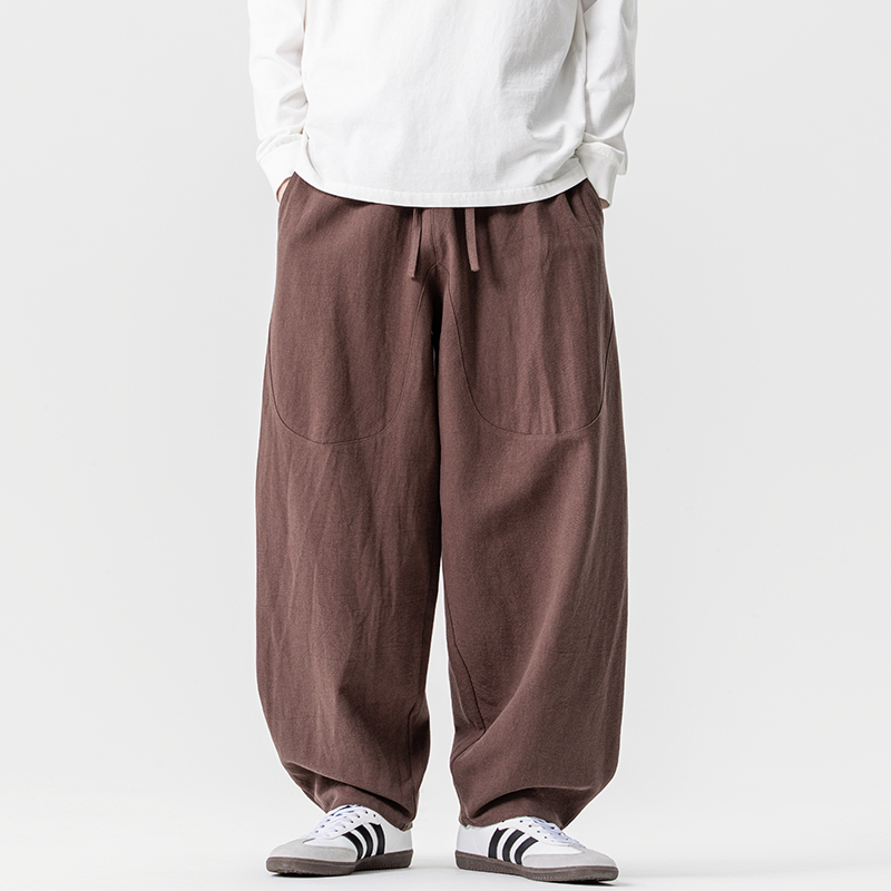 休闲裤男士宽松灯笼裤传统练功裤棉麻长裤阔腿裤K055P75，男装休闲裤，星座409-1